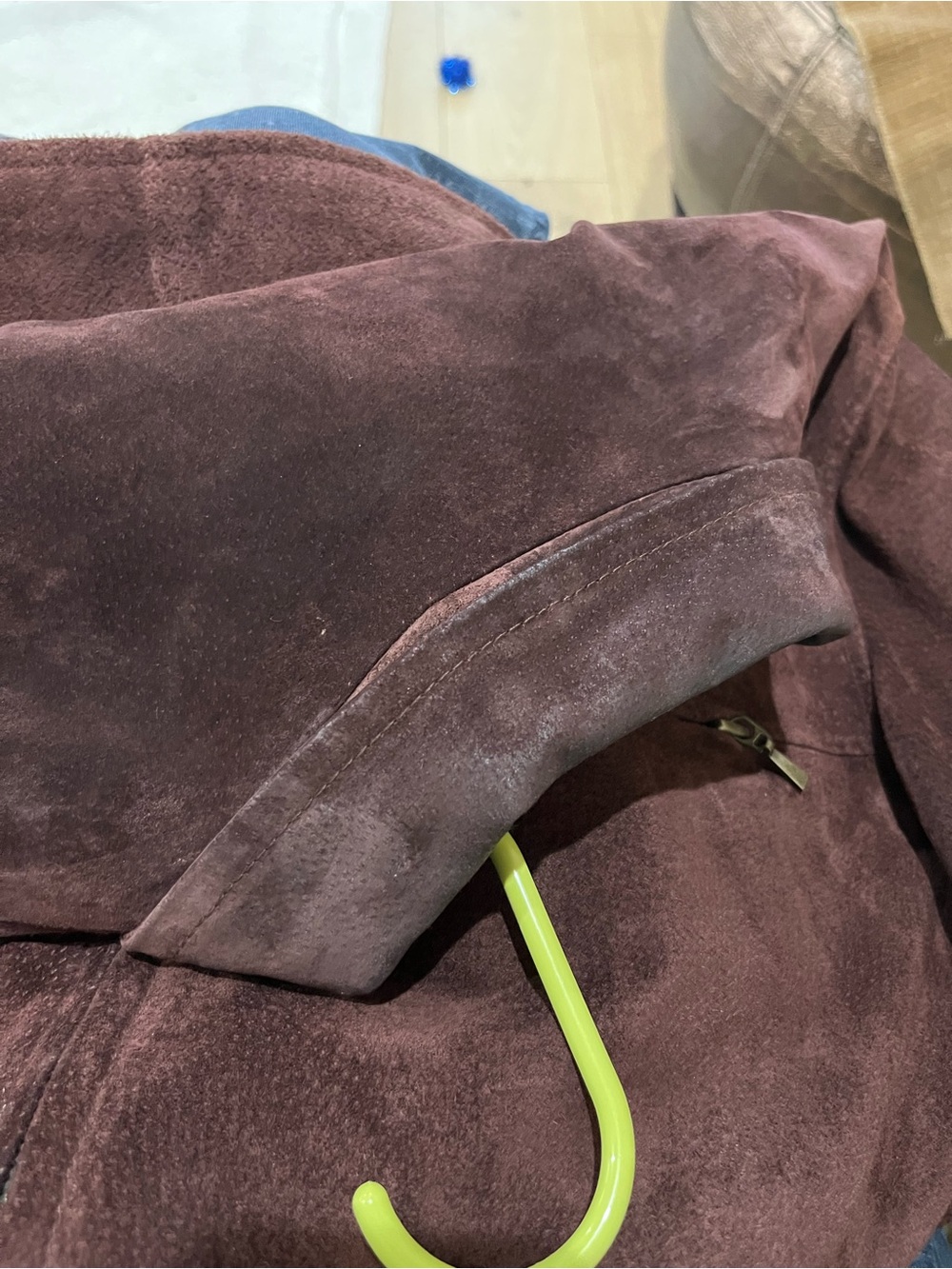 New York & Company Women's SzM Dark Brown Suede Zip Jacket, Lined - Picture 11 of 16